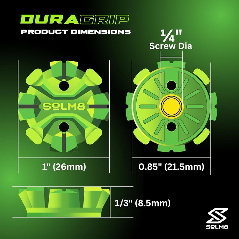 SOLM8 Golf Shoe Replacement Spikes - Metal Screw Threading Dia ¼ Inch/6mm Easy to Install on Cricket & Golf Cleats (Spanner Included) - Image 3